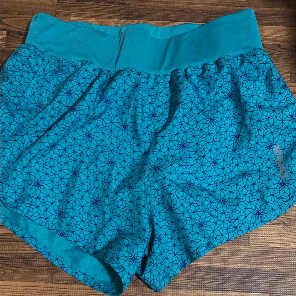 Reebok Teal Geometric Athletic Shorts
